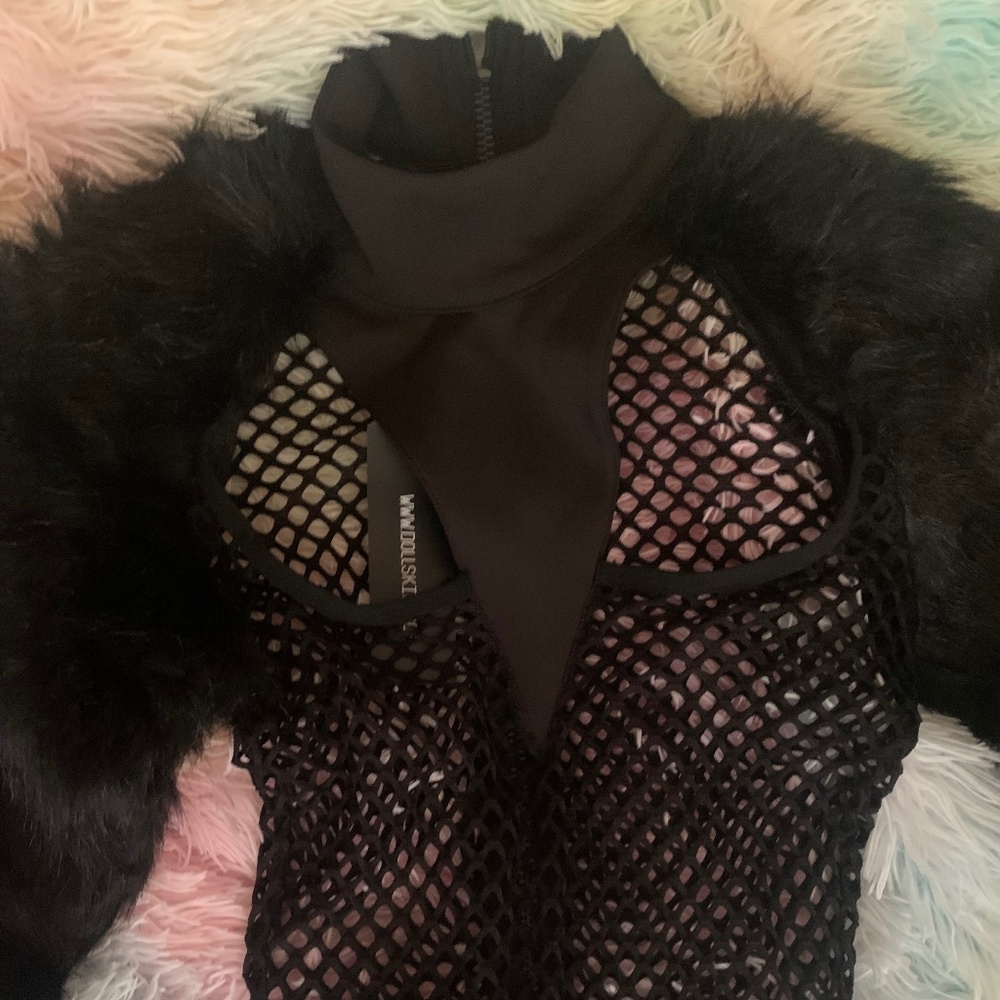 Fishnet and Fur Festival Dress